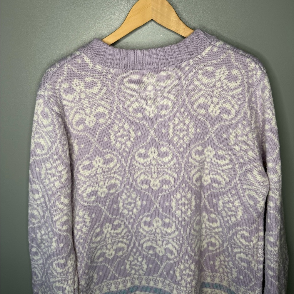 National Vintage 90s Pastel Lavender Fair Isle Cardigan - Picture 6 of 9
